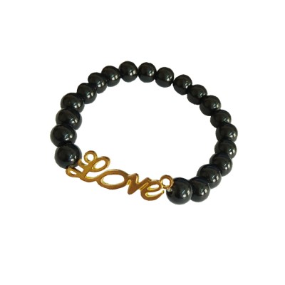 "Love" Letter Black Onyx Beads Bracelet